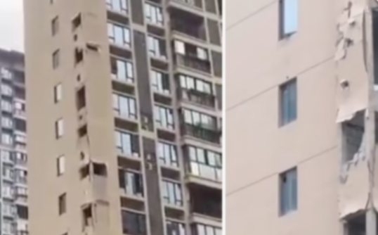 景德鎮一小區煙道炸裂外墻坍塌